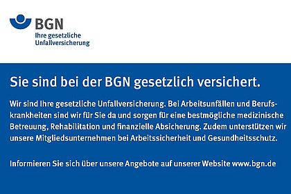 Versichertenkarte der BGN mit Logo-Platzhalter für Unternehmen