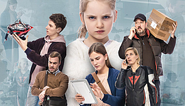 Kind wartet auf berufstätige Eltern-Kampagne "Wo bist du gerade?"