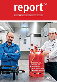 Titelseite report 4.2019 Hotels, Gaststätten und Schausteller